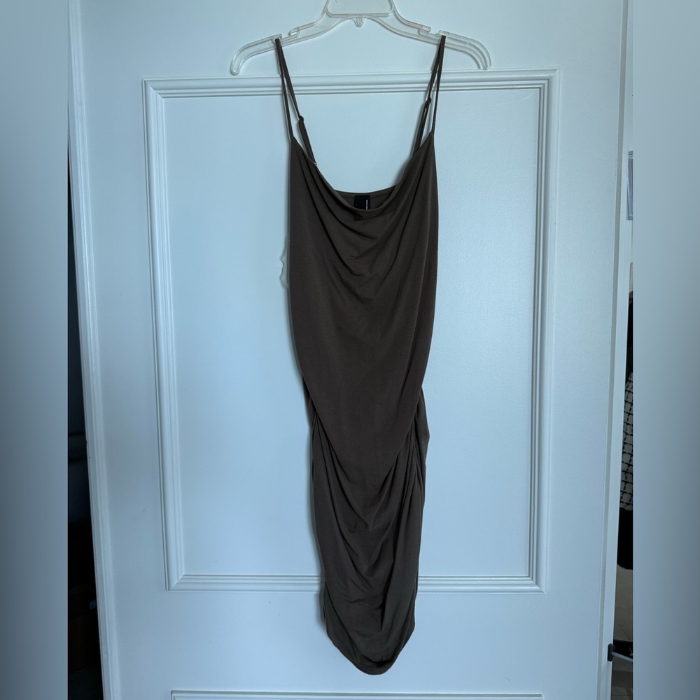 Bobi Ruched Slip Body Midi Dress